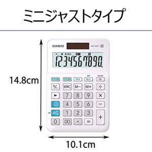 Casio MW-100TC-WE-N W Tax Rate Calculator, 10 Digits, Tax Calculator, White, Mini Just Type