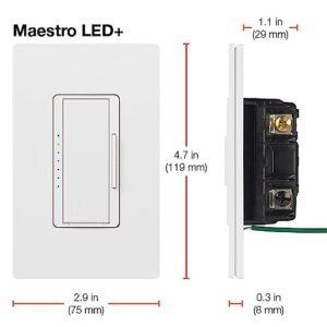 Lutron Maestro LED+ Dimmer Switch for Dimmable LED, Halogen and Incandescent Bulbs with Stainless Steel Wallplate, 150W/Single-Pole or Multi-Location, Midnight