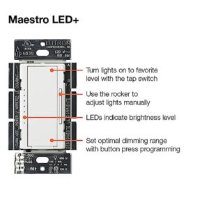 Lutron Maestro LED+ Dimmer Switch for Dimmable LED, Halogen and Incandescent Bulbs with Stainless Steel Wallplate, 150W/Single-Pole or Multi-Location, Midnight