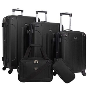 travelers club chicago hardside expandable spinner luggages, black, 5 piece set