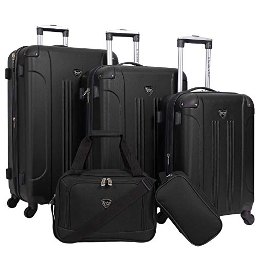 Travelers Club Chicago Hardside Expandable Spinner Luggages, Black, 5 Piece Set