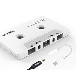 arsvita car audio aux cassette adapter and a type c to 3.5mm audio aux jack adapter,compatible for google , samsung , xiaomi , huawei all type c port devices. --- white