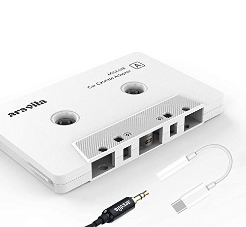 arsvita Car Audio aux Cassette Adapter and a Type C to 3.5mm Audio Aux Jack Adapter,Compatible for Google , Samsung , Xiaomi , Huawei All Type C Port Devices. --- White