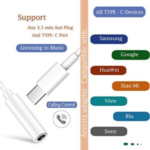 arsvita Car Audio aux Cassette Adapter and a Type C to 3.5mm Audio Aux Jack Adapter,Compatible for Google , Samsung , Xiaomi , Huawei All Type C Port Devices. --- White