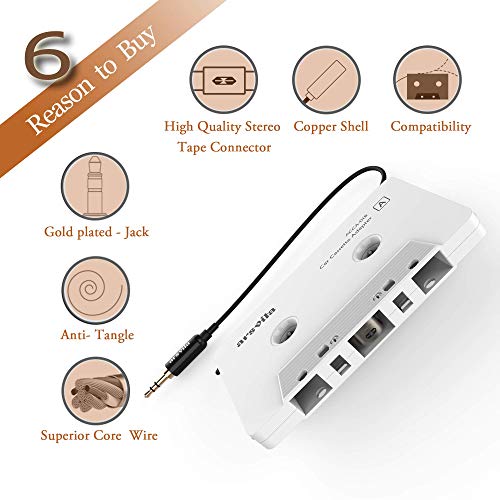 arsvita Car Audio aux Cassette Adapter and a Type C to 3.5mm Audio Aux Jack Adapter,Compatible for Google , Samsung , Xiaomi , Huawei All Type C Port Devices. --- White