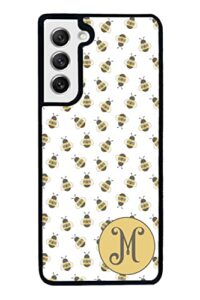 honey bumble bee personalized black rubber phone case compatible with samsung galaxy s23 s23+ ultra s22 s22+ s21 s21fe s21+ s20fe s20+ s20 note 20 s10 s10+ s10e