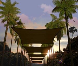 amgo 12' x 12' brown square sun shade sail canopy awning agtaps12, 95% uv blockage, water & air permeable, commercial and residential, 3 years warranty (we make custom size)