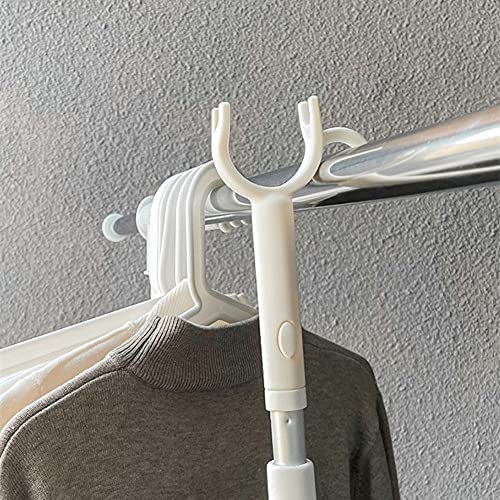 45" Long Reach Pole Retractable Closet Pole with Utility Hooks Garment Pole Hook for Outdoor Clothesline,Closet,Christmas Decor