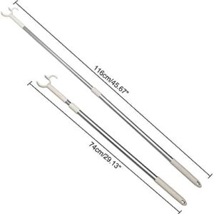 45" Long Reach Pole Retractable Closet Pole with Utility Hooks Garment Pole Hook for Outdoor Clothesline,Closet,Christmas Decor