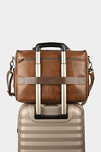 VELEZ Tan Full Grain Leather Messenger Bag for Men - 15 inch Laptop Briefcase - Mens Vintage Shoulder Satchel Business Crossbody Travel Work Computer Bags