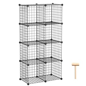 c&ahome wire cube storage, 8-cube organizer metal c grids storage, storage bins shelving, modular book shelf, diy closet cabinet ideal for living room, home, office 24.8" l x 12.4" w x 48.4" h black