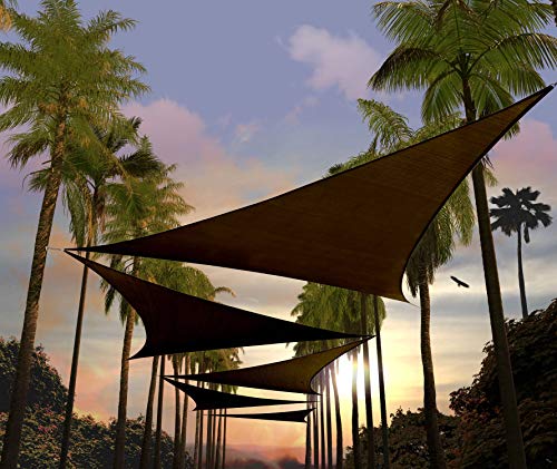 Amgo 16' x 16' x 16' Brown Triangle Sun Shade Sail Outdoor Canopy Awning AGTAPT16, 95% UV Blockage, Water & Air Permeable, 200GSM Commercial Standard Heavy Duty (We Make Custom Size)