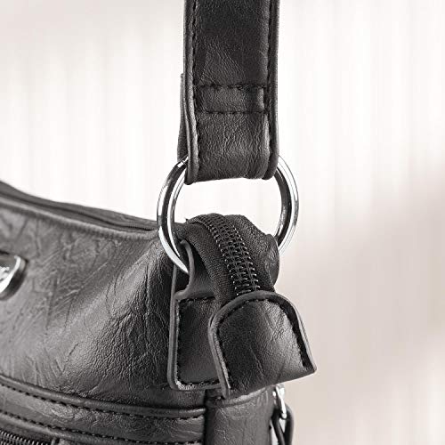 Fox Valley Traders B.Amici Francesca RFID Lockport Crossbody Bag, RFID Lining, Adjustable Straps, Black