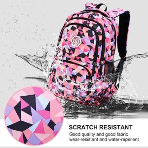 SCIONE Girls School Backpack Set,Colorful Print School Bag with Lunch Box-Large Capacity Backpack for Kids,Cute Pink Lightweight Book Bag for Teens,Middle and Elementary School Toddler Backpack