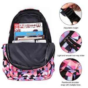 SCIONE Girls School Backpack Set,Colorful Print School Bag with Lunch Box-Large Capacity Backpack for Kids,Cute Pink Lightweight Book Bag for Teens,Middle and Elementary School Toddler Backpack