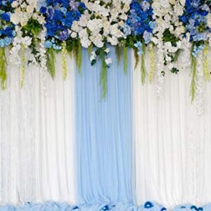 Baocicco Polyester 5x3ft Blue White Flowers Leaves Hangings Backdrop Floral Decor Photography Background Blue White Curtain Wedding Ceremony Valentine's Day Wallpaper Decor Photo Props