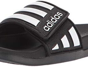 adidas unisex child Adilette Comfort Adjustable Slide, Black, 4 Big Kid US