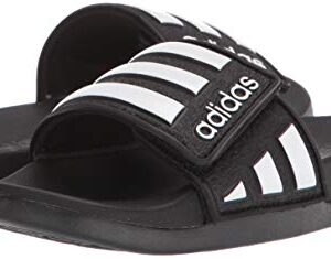 adidas unisex child Adilette Comfort Adjustable Slide, Black, 4 Big Kid US