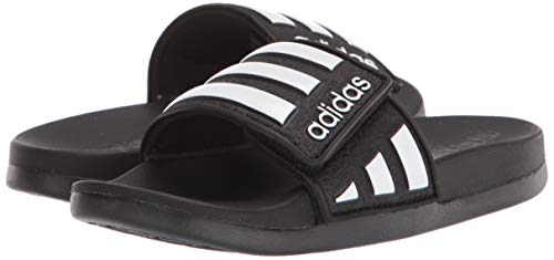 adidas unisex child Adilette Comfort Adjustable Slide, Black, 4 Big Kid US