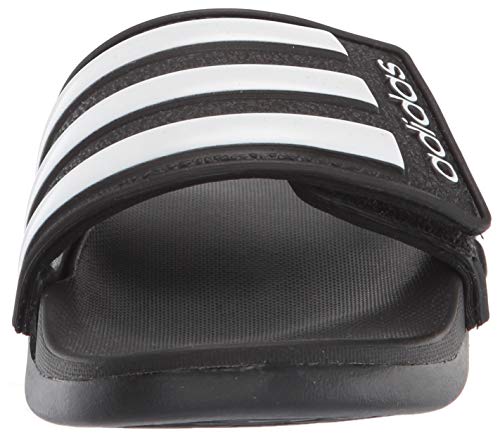 adidas unisex child Adilette Comfort Adjustable Slide, Black, 4 Big Kid US