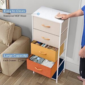 Crestlive Products Vertical Dresser Storage Tower - Sturdy Steel Frame, Wood Top, Easy Pull Fabric Bins, Wood Handles - Organizer Unit for Bedroom, Hallway, Entryway, Closets - 5 Drawers (Brown)