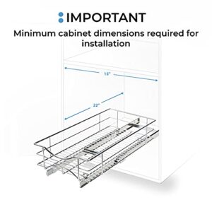 Home Zone Living Pull Out Kitchen Cabinet Organizer with One Tier of Storage, 14” W x 21” D