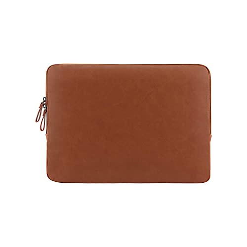 MOSISO Laptop Sleeve Bag Compatible with MacBook Air/Pro, 13-13.3 inch Notebook, Compatible with MacBook Pro 14 inch 2023-2021 M2 A2779 A2442 M1, PU Leather Padded Bag Waterproof Case, Brown