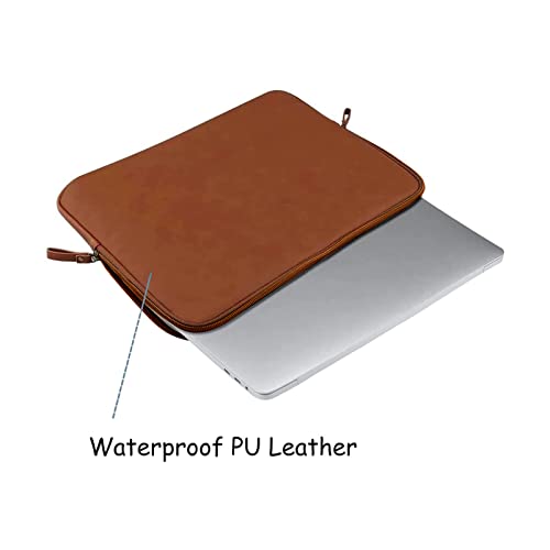 MOSISO Laptop Sleeve Bag Compatible with MacBook Air/Pro, 13-13.3 inch Notebook, Compatible with MacBook Pro 14 inch 2023-2021 M2 A2779 A2442 M1, PU Leather Padded Bag Waterproof Case, Brown