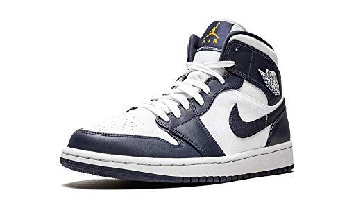 Jordan Air 1 Mid (White/Metallic Gold-Obsidian 10)