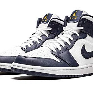 Jordan Air 1 Mid (White/Metallic Gold-Obsidian 10)