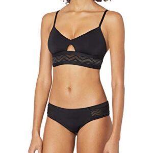 Seafolly Women's Standard Hipster Bikini Bottom Swimsuit with Zig Zag Trim, Active Black, 10 US