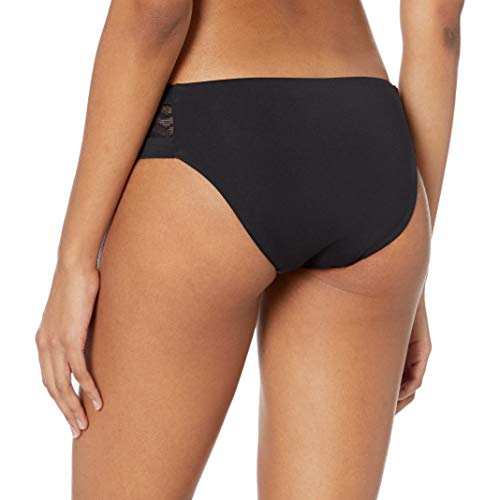 Seafolly Women's Standard Hipster Bikini Bottom Swimsuit with Zig Zag Trim, Active Black, 10 US