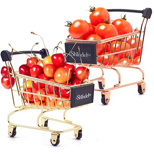 Shindel Mini Brands Shopping Cart Toy, 2PCS Shopping Day Grocery Cart Mini Supermarket Handcart Toy Shopping Carts