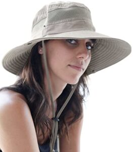 geartop wide brim sun hat for womens and mens sun hats - uv protection fishing hat safari hat for hiking gardening & beach beige