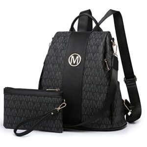 mkp collection women fashion backpack purse multi pockets anti-theft rucksack travel shoulder bag handbag set 2pcs