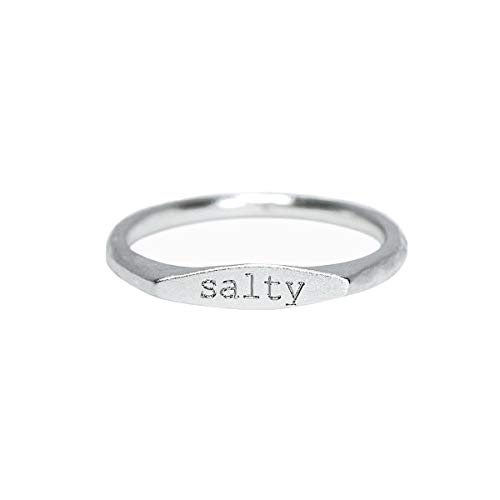 Pura Vida Salty Vibes Stackable Ring - .925 Sterling Silver Band, Brass Base - Size 6