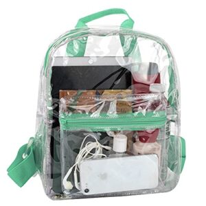 Water Resistant Clear Mini Backpacks for Beach, Travel - Stadium Approved Bag with Adjustable Straps (Biscay Green)