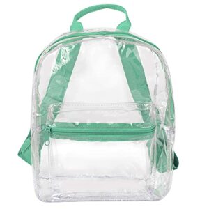 Water Resistant Clear Mini Backpacks for Beach, Travel - Stadium Approved Bag with Adjustable Straps (Biscay Green)