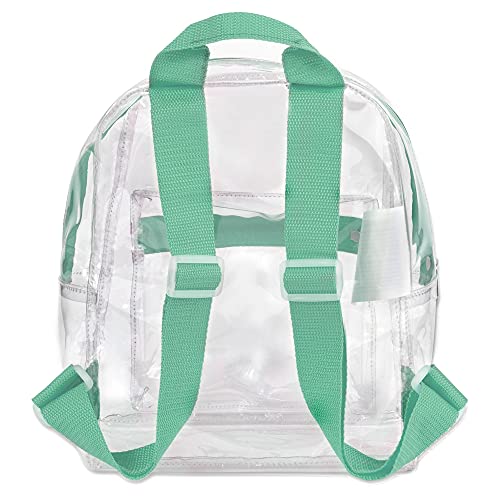 Water Resistant Clear Mini Backpacks for Beach, Travel - Stadium Approved Bag with Adjustable Straps (Biscay Green)