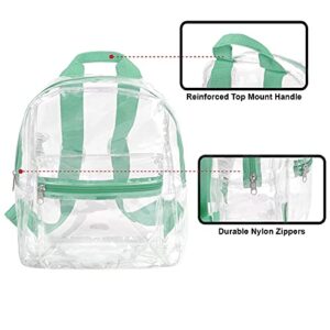 Water Resistant Clear Mini Backpacks for Beach, Travel - Stadium Approved Bag with Adjustable Straps (Biscay Green)