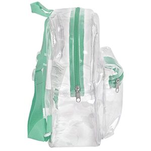 Water Resistant Clear Mini Backpacks for Beach, Travel - Stadium Approved Bag with Adjustable Straps (Biscay Green)