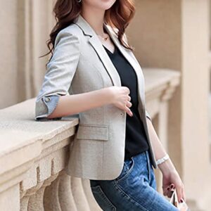 SUSIELADY Womens Notched Lapel Pocket Single Button Casual Work Office Blazer Jacket Slim Fit Blazer for Business Lady