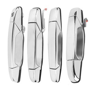 lcwrgs 4pcs exterior chrome door handle front rear driver & passenger side replacement for 2007-2013 cadillac escalade chevy silverado avalanche tahoe gmc sierra yukon