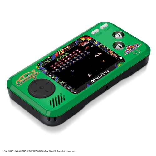 My Arcade Pocket Player Handheld Game Console: 3 Built In Games, Galaga, Galaxian, Xevious, Collectible, Full Color Display, Speaker, Volume Controls, Headphone Jack, Battery or Micro USB Powered