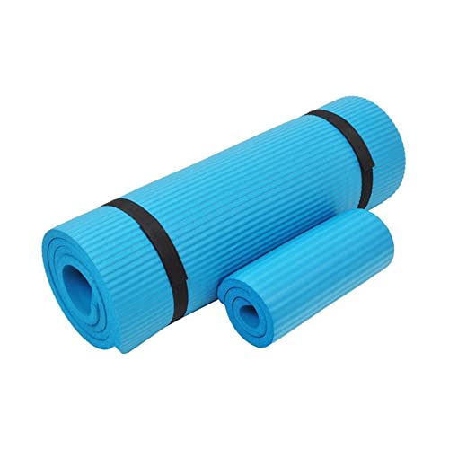 BalanceFrom GoYoga+ All-Purpose 1/2-Inch Extra Thick High Density Anti-Tear Exercise Yoga Mat and Knee Pad with Carrying Strap (Blue)