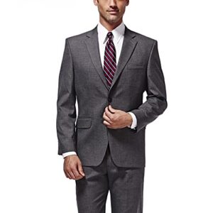 haggar men's premium stretch classic fit suit separates-pants, dark heather grey-jacket, 50l