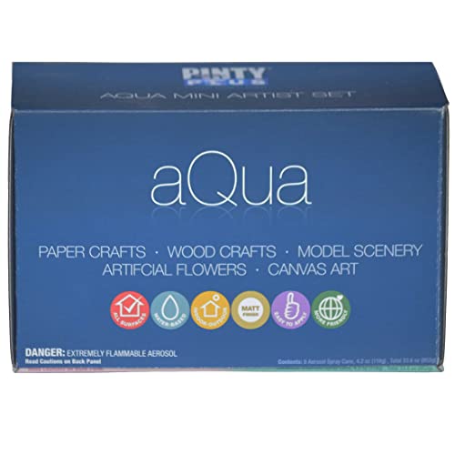 Pintyplus Aqua Spray Paint - Art Set of 8 Water Based 4.2oz Mini Spray Paint Cans. Ultra Matte Finish. Perfect For Arts & Crafts. Spray Paint Set Works on Plastic, Metal, Wood, Cardboard