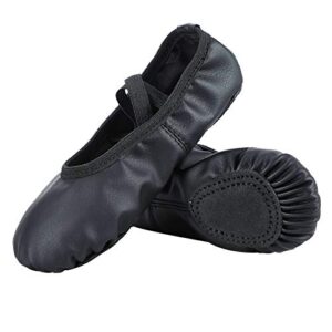 dynadans soft leather ballet shoes/ballet slippers/dance shoes for girls and boys (toddler/little/big kid/women)-black-5m big kid