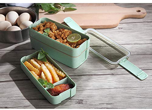 TARLINI | Premium Green Bento Box for Adults - 3-Stackable Containers - Ideal for Work & On-The-Go - Includes Utensil Set - Eco-Friendly Design - Lunch Box Containers for Healthy Meal Prep | 35 oz