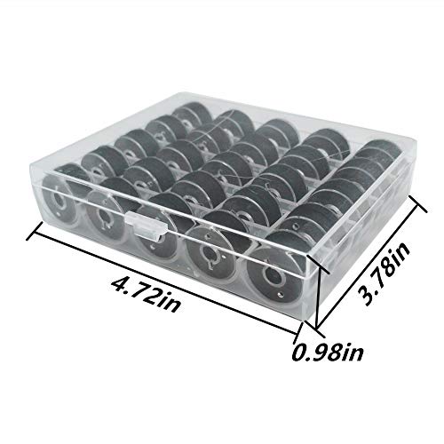 YEQIN 25pcs Black Prewound Bobbin Thread and Bobbin Holder - Size A Class 15 SA156 Compatible with Babylock, Brother, Consew, Juki, Singer Embroidery and Sewing Machine